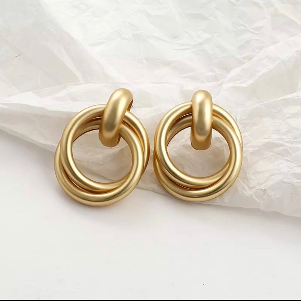 Geometric Drop Statement Earrings Gold Platted